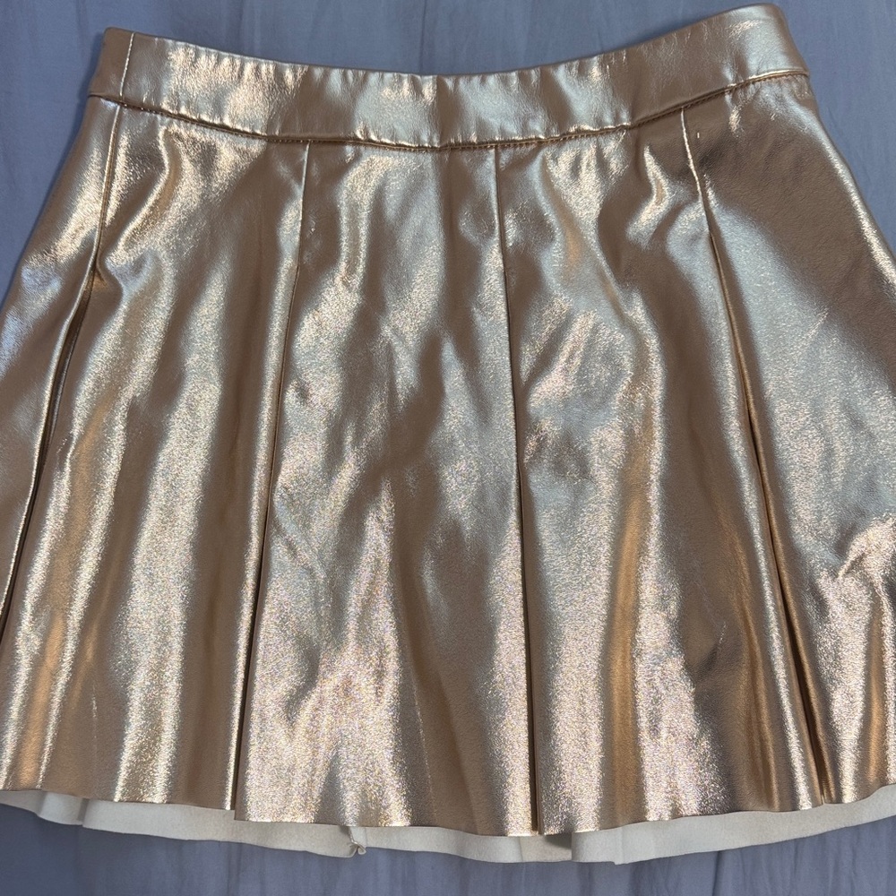 J. Crew Shimmering Gold Pleated Skirt
